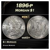 1896-p Morgan Dollar $1 Grades ms63+