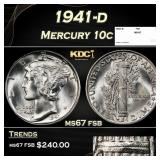 1941-d Mercury Dime 10c ms67 fsb SEGS