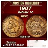 1907 Indian Cent . 1c ms66 rd SEGS
