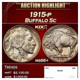 1915-p Buffalo Nickel 5c ms66+ SEGS