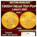 1900-p Gold Liberty Double Eagle Near Top Pop $20