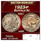 1923-p Buffalo Nickel 5c ms66 SEGS