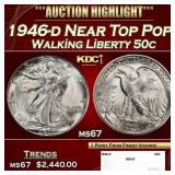1946-d Walking Liberty Half Dollar Near Top Pop 50