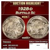 1928-d Buffalo Nickel 5c ms65+ SEGS