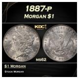 1887-p Morgan Dollar $1 Grades ms62