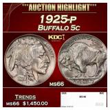 1925-p Buffalo Nickel 5c ms66 SEGS