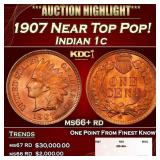 1907 Indian Cent Near Top Pop! 1c ms66+ rd SEGS