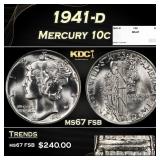 1941-d Mercury Dime 10c ms67 fsb SEGS