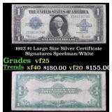 1923 $1 large size Silver Certificate Grades vf+ S