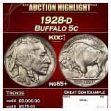 1928-d Buffalo Nickel 5c ms65+ SEGS