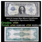 1923 $1 large size Silver Certificate Grades vf+ S