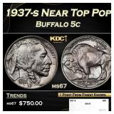 1937-s Buffalo Nickel Near Top Pop 5c ms67 SEGS