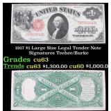 1917 $1 Large Size Legal Tender Note Grades Select