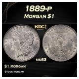 1889-p Morgan Dollar $1 Grades ms63