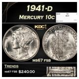 1941-d Mercury Dime 10c ms67 fsb SEGS