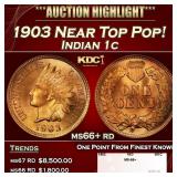 1903 Indian Cent Near Top Pop! 1c ms66+ rd SEGS