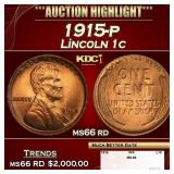 1915-p Lincoln Cent 1c ms66 rd SEGS