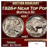 1926-p Buffalo Nickel Near Top Pop 5c ms67 SEGS