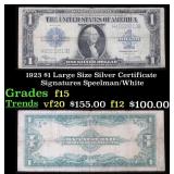 1923 $1 large size Silver Certificate Grades f+ Si