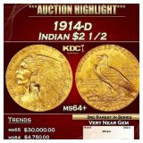 1914-d Gold Indian Quarter Eagle $2 1/2 ms64+ SEGS