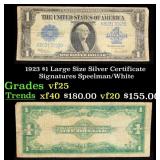 1923 $1 large size Silver Certificate Grades vf+ S