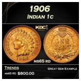 1906 Indian Cent . 1c Grades ms65 rd
