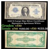 1923 $1 large size Silver Certificate Grades vf++