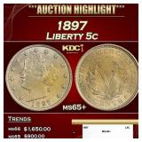 1897 Liberty Nickel 5c ms65+ SEGS