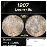 1907 Liberty Nickel 5c ms65+ SEGS