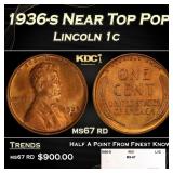 1936-s Lincoln Cent Near Top Pop 1c ms67 rd SEGS