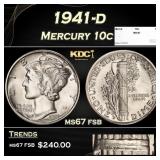 1941-d Mercury Dime 10c ms67 fsb SEGS