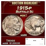 1915-p Buffalo Nickel 5c ms66 SEGS
