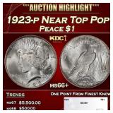 1923-p Peace Dollar Near Top Pop $1 ms66+ SEGS
