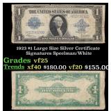 1923 $1 large size Silver Certificate Grades vf+ S
