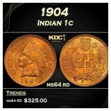 1904 Indian Cent . 1c Grades ms64 rd