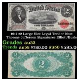 1917 $2 Large Size Legal Tender Note Thomas Jeffer