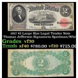 1917 $2 Large Size Legal Tender Note Thomas Jeffer