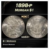 1898-p Morgan Dollar $1 Grades ms63+