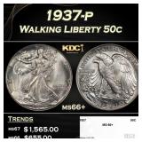 1937-p Walking Liberty Half Dollar 50c ms66+ SEGS