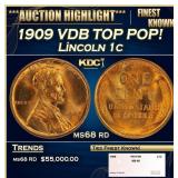 1909 VDB Lincoln Cent TOP POP! 1c ms68 rd SEGS