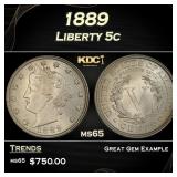 1889 Liberty Nickel 5c Grades ms65