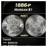 1886-p Morgan Dollar $1 Grades ms65+