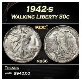 1942-s Walking Liberty Half Dollar 50c Grades ms66