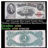 1917 $2 Large Size Legal Tender Note Thomas Jeffer