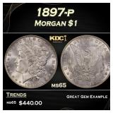 1897-p Morgan Dollar $1 Grades ms65