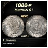 1888-p Morgan Dollar $1 Grades ms63+