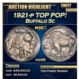 1913-d Ty II Buffalo Nickel Toned Near Top Pop 5c