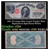 1917 $1 Large Size Legal Tender Note Grades vf+ Si
