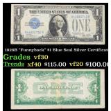 1928B $1 Blue Seal Silver Certificate "Funnyback"