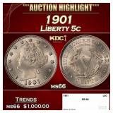 1901 Liberty Nickel 5c ms66 SEGS